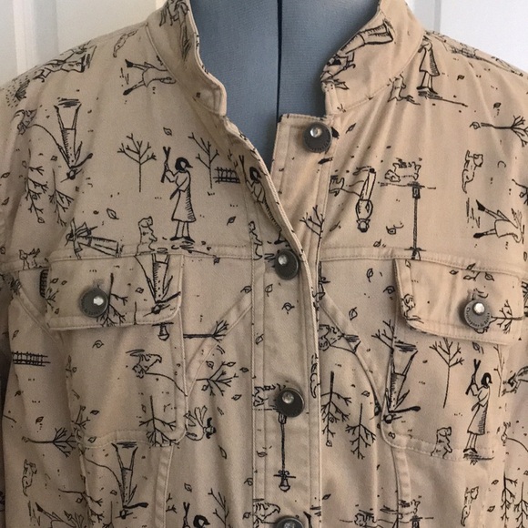 Dog Scenes Christopher & Banks Tan & Black Denim Jacket Umbr… - Picture 3 of 15